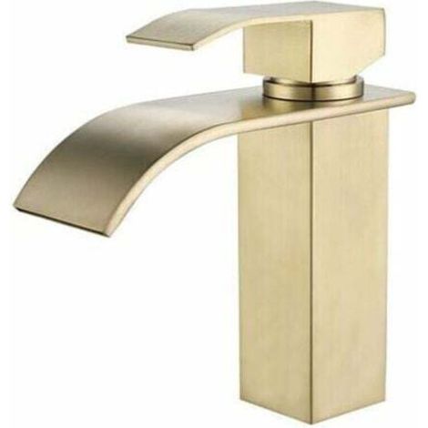 Rubinetto da bagno moderno color oro con cascata, miscelatore regolabile per acqua calda e fredda --