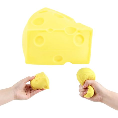 Weicher, käseförmiger Stressball, realistisches, langsam aufsteigendes Sinnesspielzeug. Beliebtes Stressspielzeug, ideal für Kinder und Erwachsene. (Dreieck) (1/5)