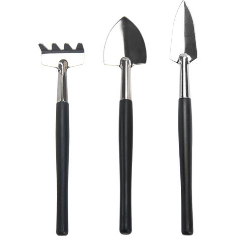 Set Outils Jardinage - 3 Pièces Spatule Râteau Pelle Mini - Pour Plantes D'intérieur Succulentes Transplantation - 1 Set (1/4)