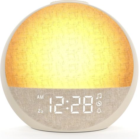 Reveil Lumineux Simulateur d'Aube, Eveil Lumière Réveil Matin avec 7 Sonneries, 30 Sons Naturels, Minuteur, Snooze, Lampe de Chevet avec 11 Couleurs Veilleuse, Cadeaux pour Enfant Ado Adulte (1/5)