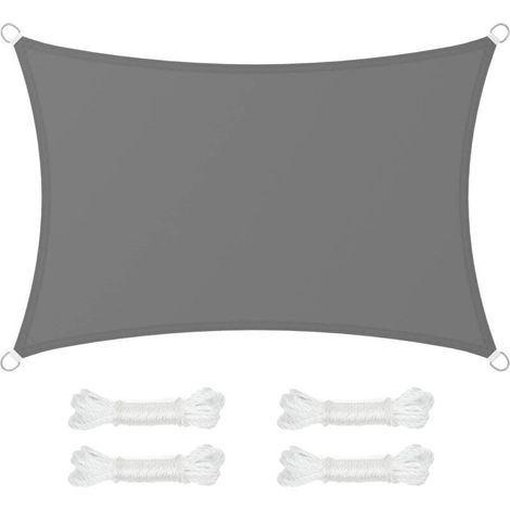 1 Voile d'ombrage, 2 x 3 m, hydrofuge colonne d’eau 665 mm, polyester anti-déchirure, protection UV 93 %, terrasse jardin balcon (1/4)
