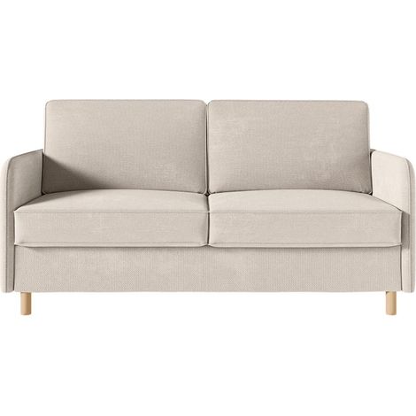 Canapé MIKA convertible 3 places couchage quotidien 140x190cm - matelas 14cm - tissu beige (1/5)