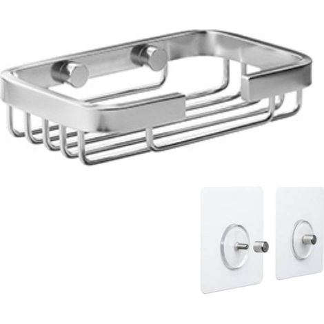 Etagere Salle de Bain sans Percage Rectangulaire Système de Fixation Inclus Résiste jusqu’à 5 kg Aluminium Inoxydable Panier de Douche Organisateur – 9x3,2x1 cm – Chromé (1/3)