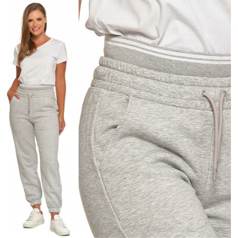 Pantalones deportivos de mujer con puños, joggers, chándales, moraj XXL gris (1/5)