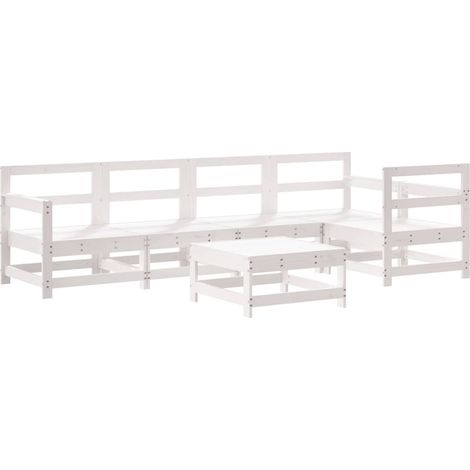 Maison Exclusive - Set Salotto da Giardino 6 pz Bianco in Legno Massello di Pino (1/5)