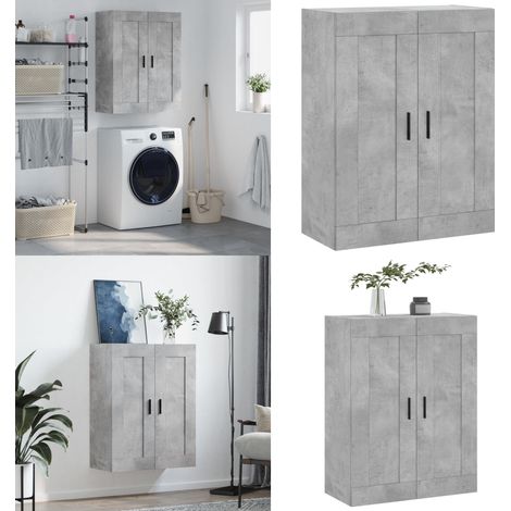 Armoire murale gris béton 69,5x34x90 cm bois d'ingénierie - Armoire Murale - Meuble De Rangement - Armoire Grise - Armoire Suspendu - Buffet Mural - Home & Living (1/5)