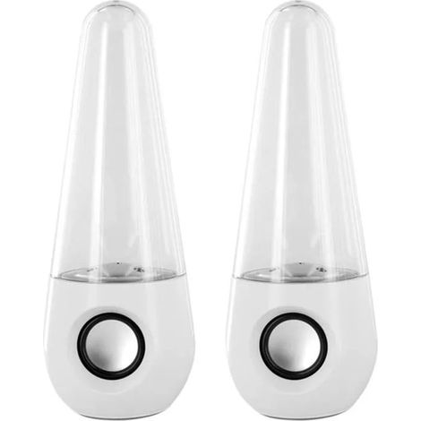 Haut-parleurs à eau dansants avec lumières LED, blancs, 6 W, alimentés par USB, pour la musique, le bureau ou la table de chevet. (1/4)