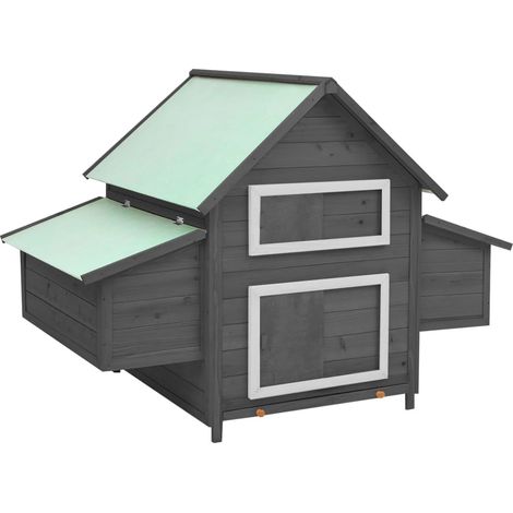 Enclos Poulailler - Parc enclos pour animaux Gris et blanc 152x96x110 cm Bois de sapin massif BV755824 - BonneVie (1/5)
