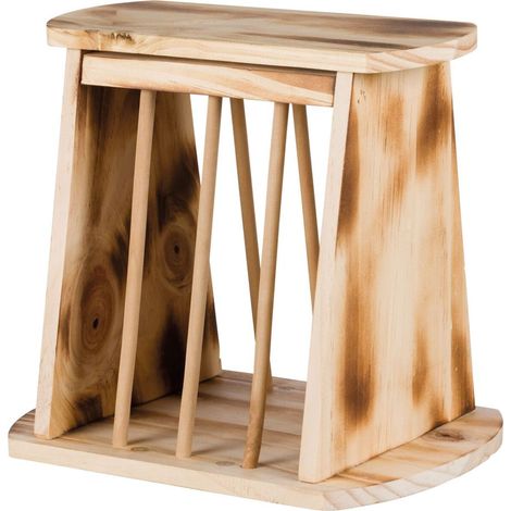 Mangiatoia d'appoggio, in legno fiammato 25×22×18cm per conigli e roditori
