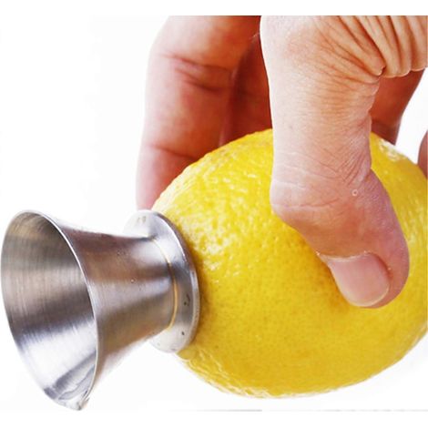 Presse-agrumes manuel en acier inoxydable, presse-citron, presse-agrumes manuel en acier inoxydable avec pilon et verseur à citron 6,5 x 4,5 cm (1/5)