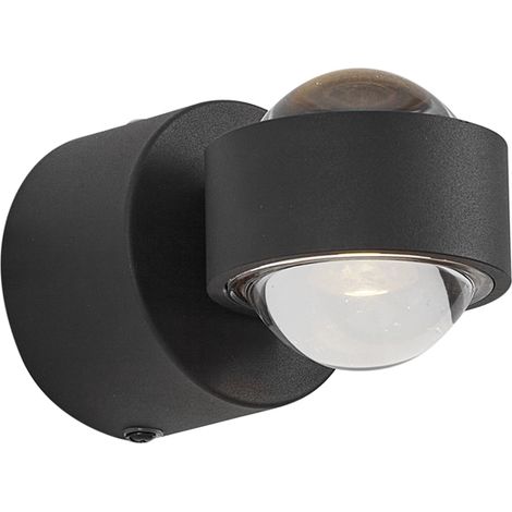 Design Wandleuchte Schwarz inkl. LED IP44 - Lens