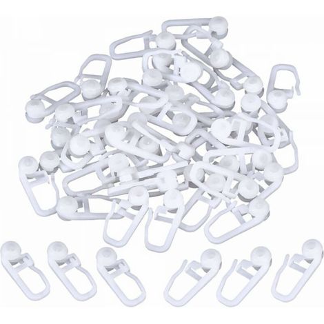 Roller Shutter Clips, White Plastic Curtain Hooks for Track Type Curtains, 50 Pack (Clips) 2.5cm (1/5)