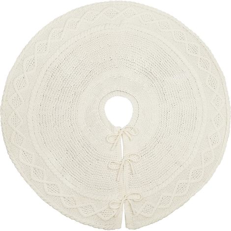 Ardoise De Sapin De Noël - Nappe Ronde En Tricot Pour Arbre De Noël - 91 Cm - Blanc - 1 Pièce (1/5)