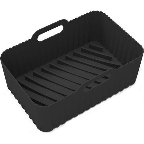 Lot de 2 tapis en silicone pour friteuse à air, format rectangulaire, noir (1/5)