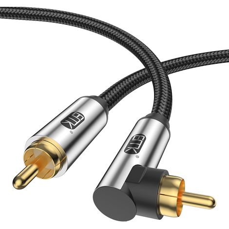 Subwoofer Cable 90 Degree RCA Câble audio coaxial à angle droit Câble audio numérique RCA pour amplificateurs, haut-parleurs, barre de son, home cinéma et systèmes hi-fi (1.5m) (1/5)