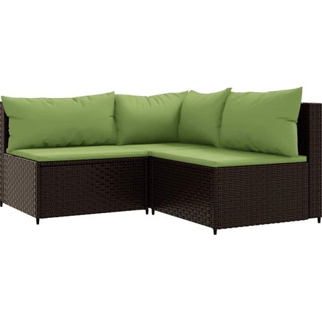Maison Exclusive - Set Mobili da Giardino 3 pz con Cuscini in Polyrattan Marrone