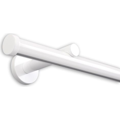 Gardinenstange Innenlauf auf Maß 20mm 1-läufig Weiß mit Kappe - Serie Modern 130cm