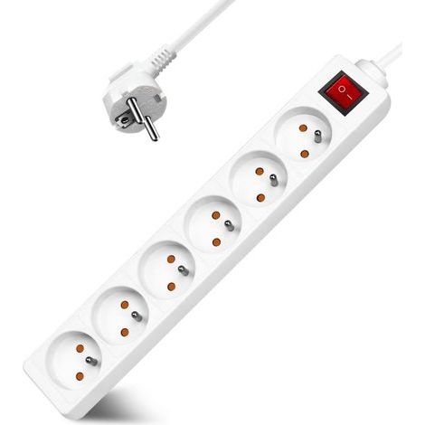 Power Strip with 6 Outlets, Switch, 3M Cable, Child Safety, Indoor Use (1/5)