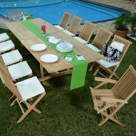Salon de jardin en teck massif Thira, 12 places (1/5)