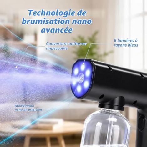 Pistolet Brumisateur Désinfectant, Pulvérisateur Portatif Rechargeable Noir (1/5)