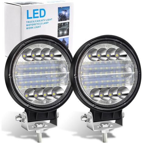 72W Phare de Travail LED,4.5 Inch Phare de Travail Rond 7200lm Additionnel 4x4 Projecteur Flood Combo Feu de Brouillard Lampe Conduite 12V 24V Projecteur Longue Portee LED (2) (1/5)