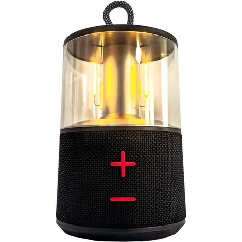 Tragbare, wiederaufladbare LED-Campinglampe mit Bluetooth-Lautsprecher, Vintage-LED-Lampe für Zelte, Vintage-Tischlampe für den Außenbereich (Schwarz) [Energieklasse A] - Crezuo (1/4)