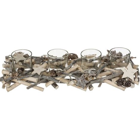 Paris Prix - Centre De Table 4 Photophores hors Piste 38cm Gris (1/3)