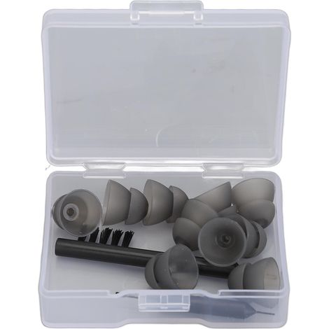 10 pièces Dômes d'Oreille en Silicone Noir Double Couche Fermés avec Brosse de Nettoyage pour Aides Auditives Resound (1/5)