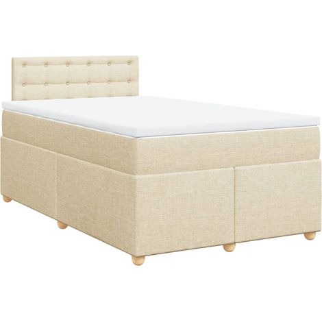 Maison Exclusive - Giroletto a Molle con Materasso Crema 120x200 cm in Tessuto