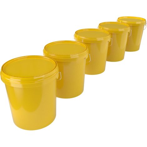 5x Eimer mit Deckel Kunststoff Leereimer Griff 15,9l lebensmittelecht gelb