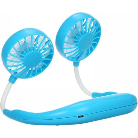 Ventilateur Portatif Col - Double Hélice - USB Rechargeable - 3 Vitesses - Rotation 360° - Pour Activités Extérieures - 1 Pièce (1/5)