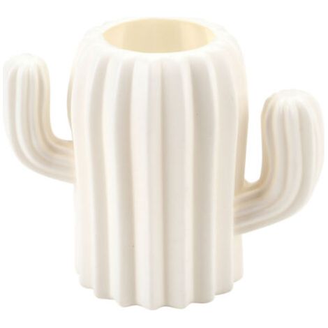 Vase en forme de cactus Surfaces mates Style scandinave Vase en glaure imitation pour la décoration de la maison Cadeaux Stockage d'articles Blanc laiteux