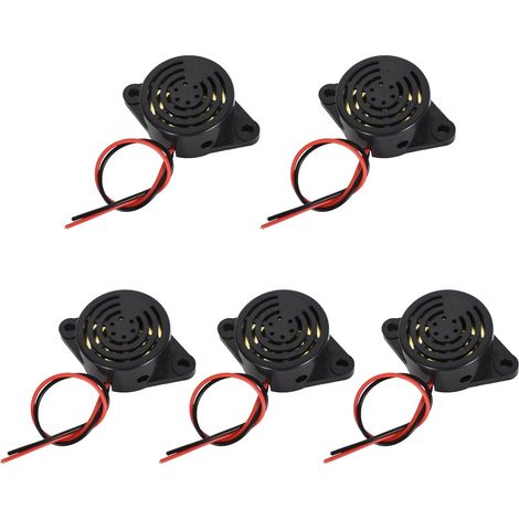 5PCS Alarme Électronique Buzzer, DC 3-24V 8595dB Buzzer d'Alarme Piézoélectrique Avertisseur Sonore Électronique 12V Sounder avec Câble 110mm pour Ordinateur Imprimante Photocopieur (1/5)