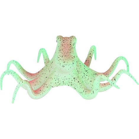 Pieuvre artificielle fluorescente en silicone pour aquarium (verte) (1/5)
