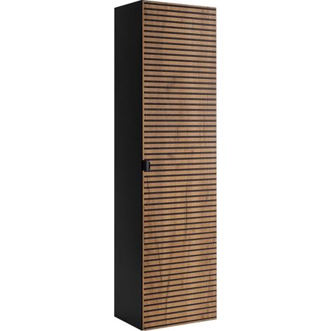 Mobiletto da bagno, Nero Opaco, 35 x 136 x 27 cm, maniglia nera (1/5)