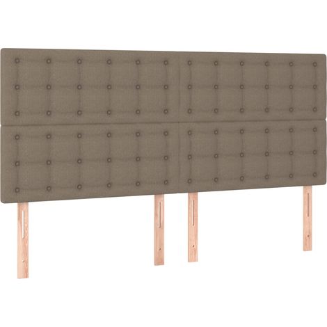 Tête de lit Taupe 200x5x118/128 cm Tissu (1/5)