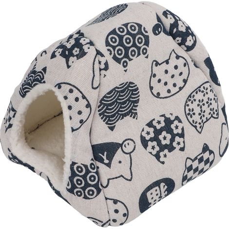 Lit d'hiver chaud et confortable pour hamster, coupe-vent, en forme de grotte, idéal pour chinchilla, cochon d'Inde, hérisson et furet. Dimensions : 50 x 50 x 50 cm (7,9 x 7,9 x 7,9 pouces). Motif : t (1/5)