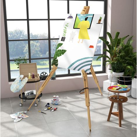 Cavalletto pieghevole 93x84x183 cm in legno di faggio naturale, regolabile – MEUBLIV (1/5)
