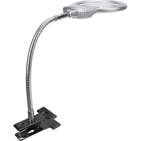 Loupe de lecture à clip avec éclairage LED en plastique ABS, grossissement 2,25X/5X. (1/5)