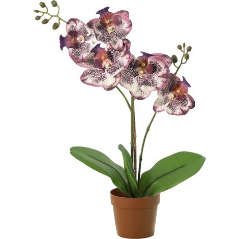 Orchidée Phalaenopsis Artificielle Décorative pour Intérieur, Fleur Synthétique Violette, 41 cm - PANGIVO