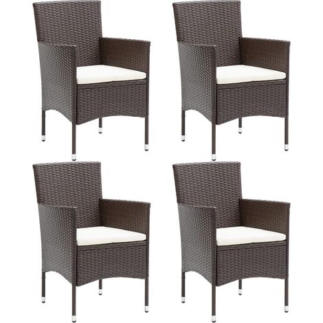 Chaises de salle à manger de jardin 4 pcs Résine tressée Marron (1/5)