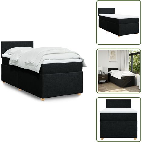 Boxspringbett mit Matratze Schwarz 90x190 cm Stoff - Boxspringbett - Doppelbett - Schlafsystem - Bettsofa - Polsterbett (1/5)