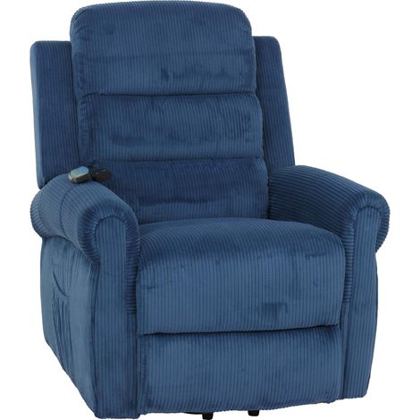[NEUWERTIG] Fernsehsessel HHG-722, Relaxsessel, Liegefunktion Aufstehhilfe Massage Heizfunktion, Stoff (220g/m²) Cord blau (1/5)