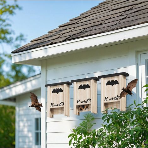 Lot de 3 nichoirs pour chauves-souris en bois naturel 18 x 6 x 22,5 cm (1/5)