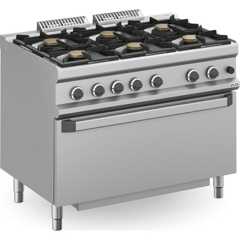 Cuisinière à gaz - 6 feux - 5,5 kW - Avec four à gaz - Arilex