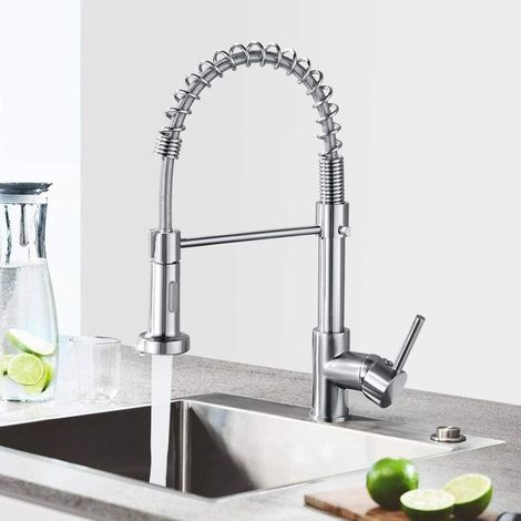 Rubinetto da cucina con doccetta girevole a 360°, miscelatore monocomando, serbatoio per acqua calda e fredda disponibile (argento) - Fei Yu (1/5)