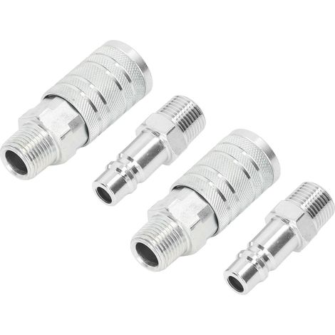 4 raccords rapides pour tuyau d'air comprimé, filetage NPT 1/2" mâle/femelle, débit élevé 300 PSI (1/5)