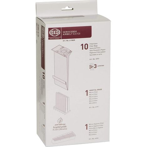 Sebo - bolsa para aspiradora sebo c2/c3 - verp. 10pzs + micro - 6198er - 4012615619801