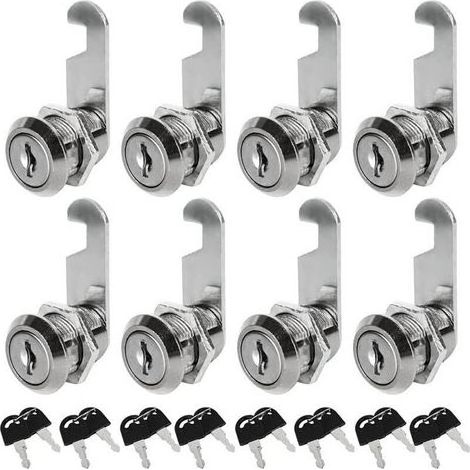 Lot de 8 Serrures Boîte aux Lettres Universelle, 30mm Serrure Armoire Metallique, Barillet Boite aux Lettres en Alliage de Zinc avec 16 Clés pour Tiroir, Armoire, Placard, Boîte aux Lettres (1/5)