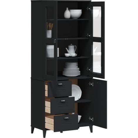 vidaXL Credenza VIKEN Nera 80x40x190 cm in Legno Massello di Pino (1/5)
